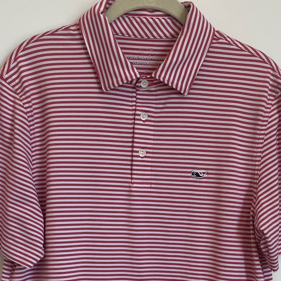 Vineyard Vines Other - Vineyards Vines Performance Red & White Striped Polo Golf Sport Shirt Small